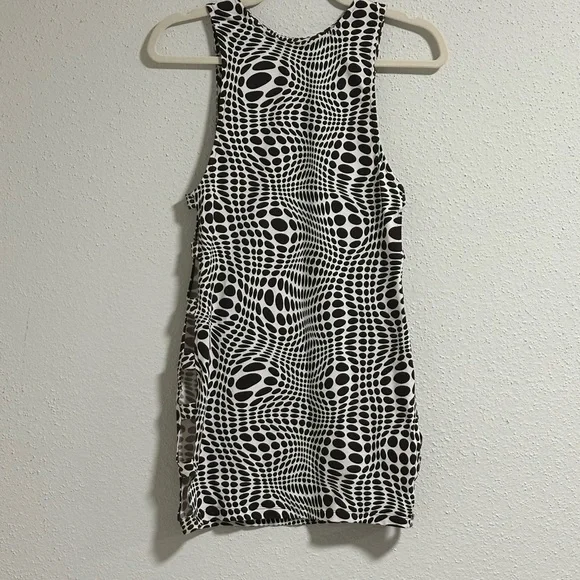 NWT Motel mini dress brown and white polka dots. size Medium has side cutouts. - Picture 3 of 11